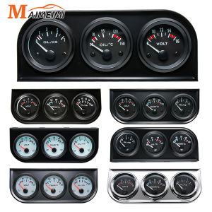 52MM 3 In 1 Oil Pressure Gauge + Volt meter + water temp gauge Kit Volt meter with sensor Oil Temperature Gauge Triple Meter
