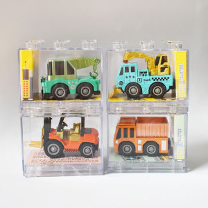 Mini Alloy Car Model Independent Packaging Q Version Engineering Vehicle Boys Toy Spring-Loaded Car for Children Aged 4-6