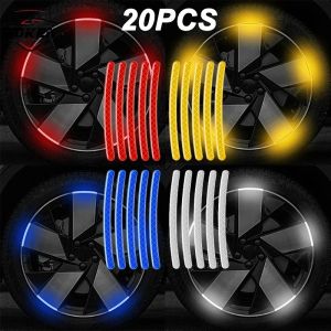 【WOKEN】20PCS Car Wheel Reflective Stickers Tire Rim Safety Warning Reflective Strips Luminous Stickers Car Style Wheel Decoration Accessories