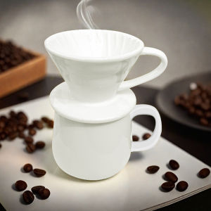Ceramic Coffee Dripper Engine Style Coffee Drip Filter Cup Permanent Pour Over Coffee Maker Separate Stand For 1-2 Cups