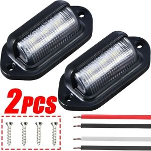 2Pcs Truck License Plate Light 6LED 12-24V Car Night Safety Driving Trailer Tail Lamp Universal Bus Motorcycle Signal Bulb