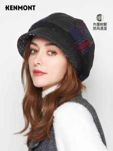 Klrmor Forehead Wind-Resistant Woolen Patchwork Plaid Octagonal Hat Female Winter British Autumn Beret Pile Heap Cap Change Face Shape