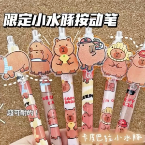 Pen Dakwat Capybara Acrylic Patch Ballpoint Pen Cute Cartoon Black Press Gel Pen Student Stationery
