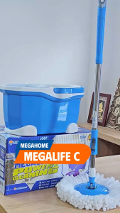 Bộ lau nhà Megalife C Megahome 360 độ mâm nhựa lồng giặt inox cây lau siêu nhẹ