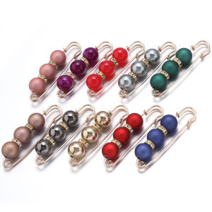 5pcs/lot Metal Colorful Pearl Rhinestone Brooch Safety Pin Skirt Waist Pin Pants Scarf Fixed for Jewelry Clothing Accessories 
