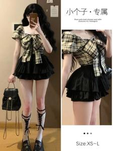 Váy Ngắn Xếp Ly Chữ a Cạp Cao Cho Nữ Mùa Thu Váy Ngắn Che Chắn Cho Nữ Váy Ngắn Xếp Ly Cotton Phong Cách Công Sở Màu Trơn