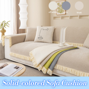 Solid Color Sofa Cushion Fabric Simple Skirt Edge Anti Slip Cover
