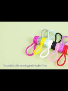 Silicone Rubber Strong Magnetic Cable Ties for Home Office Cord Management