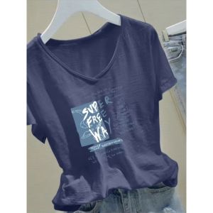 V.C.I | Design Sense Printed V-Neck T-Shirt Bamboo Stripe Ice Silk