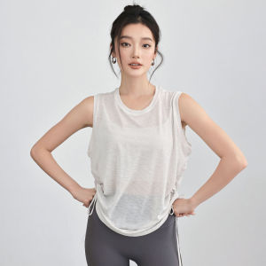 Áo Tập Yoga Không Tay Rộng Rãi Mỏng Nhanh Khô Chạy Bộ Thể Thao Không Có Thương Hiệu Không Có Đệm Ngực Mùa Hè 2025 Polyester Màu Trơn