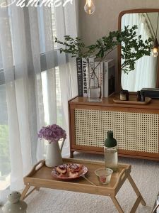 Modern Minimalist Multi-layered Window Seat Cabinet Bedroom Storage Organizer Bookcase Home Decorative Furniture Bamboo Material