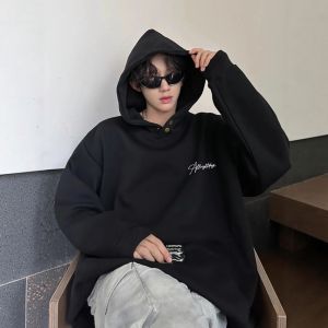 เสื้อฮู้ดคอตตอนอิงฟองน้ำทรงหลวมสไตล์อเมริกันสำหรับผู้ชาย ทรงหลวมๆ สำหรับฤดูใบไม้ร่วงและฤดูหนาว