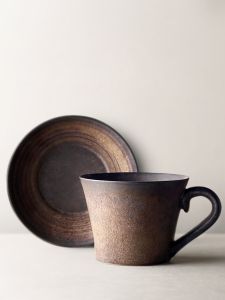 JOTO | Handmade Antique Gold Gilt Ceramic Coffee Cup for Couples