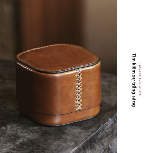 MIBAIYANWU | Túi Đựng Bộ Trà Da Thủ Công Bằng Da