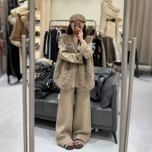 XUECAIQI | Korean Stylish Casual Winter Three-Piece Fur Vest Sweater Pants Set