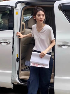 Váy Ngắn Tay Phong Cách Hàn Quốc Mùa Hè Cho Nữ Dáng Ôm Vừa Vặn Cổ Chữ V Tay Ngắn Quần Áo Công Sở Quần Áo Thường Ngày Quần Áo Làm Việc