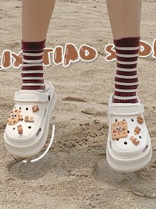 Thin Eva Poop Feeling Raise the Bottom Cute Biscuit Hole Shoes Womens Summer Student Outer Wear Slippers Beach