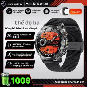 Đồng Hồ Thông Minh Nam T-REX3 Màn Hình AMOLED HD 1.7 Inch Pin 1000mAh Đo Nhịp Tim Gọi Bluetooth Chống Nước 5ATM Theo Dõi Thể Dục Đồng Hồ Thể Thao