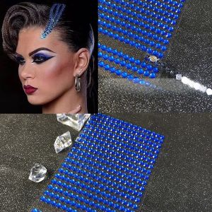 Latin Dance Performance Rhinestone Full Face Stage Makeup Hair Rhinestone Chain Face Stick on Comfortable Long Lasting Nail Art