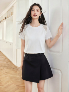 OSA | Elegant Lace Trimmed Short Sleeve T-Shirt Summer