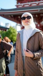 Hijacket Genova Jaket 2 in 1 - Jaket Bolak Balik bikin Hangat dan Nyaman | Jaket Muslimah Syari Kekinian Mantel Umroh dan Haji | Panjang | Jaket Anti Air dan Angin Kombinasi Casual Sweater Blazer