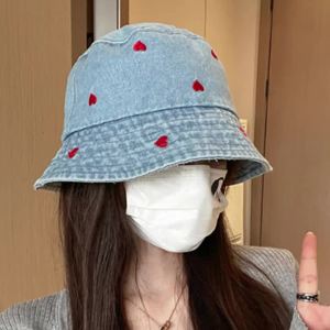Mũ Denim Dành Cho Nữ Kiểu Dáng Xô Dành Cho Vòng Đầu Lớn Chống Nắng Thời Trang Thêu Họa Tiết Phong Cách Giản Dị Đa Năng Mũ Du Lịch