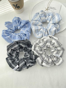 ริบบิ้นผ้าลายทางสไตล์เกาหลีสำหรับผู้หญิง ริบบิ้นผมทรงลูกปัด สไตล์ย้อนยุค เครื่องประดับผมแฟชั่น ริบบิ้นยางยืดสำหรับผู้หญิง