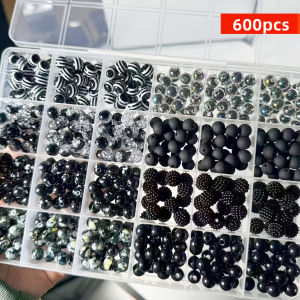 Bộ 600 Hạt Acrylic 8mm Đen Trắng Phối Màu Với Các Hiệu Ứng Khác Nhau Để Làm Vòng Tay Vòng Cổ Nhẫn Và Quà Tặng Nhỏ Tự Làm