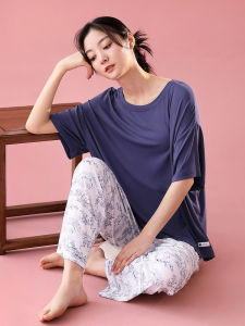 Bust Support Summer Modal Short Sleeve Long Pants Sleepwear