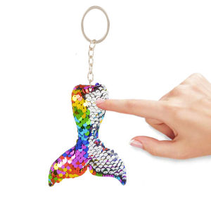 Creative Colorful Mermaid Tail Keychain Bag Charm Ladies Handbag Decor Childrens Toy Gift Sparkling Glitter Fish Scale Design