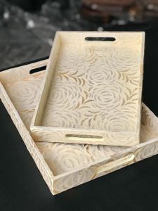 Luxurious Nordic Style Serving Tray Tea Tray Sample Room Cosmetic Storage Tray Long Rectangle Handmade Shell Tray for Home Use