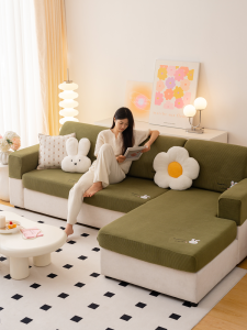 Cartoon Fleece Lazy Three-Seater Sofa Cover Protector against Cat Scratches 2025 New Style Yem Brand Home Fabric Dust Cover