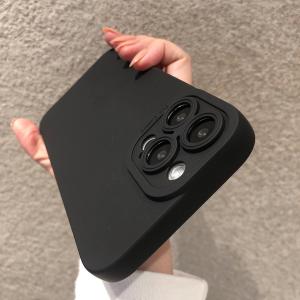 Dark Purple Liquid Silicone Phone Case for 14Pro 15Promax Full Lens Coverage Protective Shell for  13 15Pro 14/12/XS Mini XR SE2