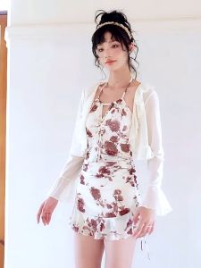 ชุดว่ายน้ำวันพีช กระโปรง สไตล์เกาหลี 2 ชิ้น 22010 ลายสีฟ้าพาสเทล น่ารักสุดๆ