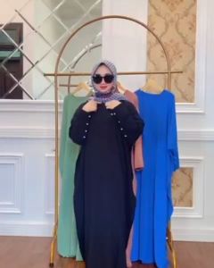Jazera Kaftan Lebaran 2025 model terbaru simple mewah elegan jumbo XXL yang lagi viral Cringkle Airflow premium kaptan warna sage
