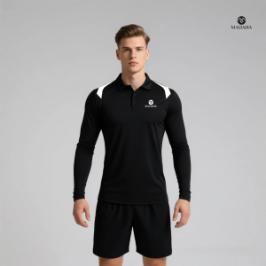 Madaha Polo shirt Kaos Kerah Lengan Panjang Dry fit Pria Olahraga Running Gym Fitness Badminton Tennis Coolmen