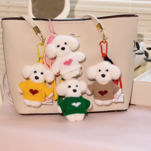 JOJO CASTLE Cute Teddy Bear Pendant Stuffed Animal Keychain Gift for Girlfriend Sweet Companion挂件公仔