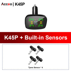 Wireless TPMS Tire Pressure Monitoring System with 4 Sensors and 6 Alarm Modes for Real-Time Monitoring Color Display Screen