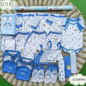 53 PCS Perlengkapan Bayi Baru Lahir Seri Biru Paket Brojol Baby Newborn komplit Terlengkap