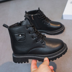 girls high top shoes black leather boots for girls for kids girls size 25-36