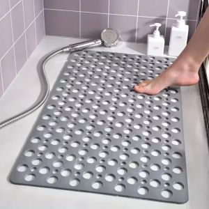 Square Non-slip Bathroom Mat with Suction Cup and Round Hole Design Shower Anti-fall Household Shower Massage Quick Drainage Mat