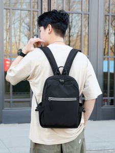 Mini Lightweight Travel Backpack for Men Casual Nylon Material Double Shoulder Strap Zipper Closure 24x12x35cm Youth Hang Brand