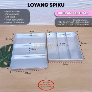 CETAKAN ALUMUNIUM SPIKU UK 24x24x3 CM & 30x24x3 CM / LOYANG KUE SPIKU ALUMUNIUM TEBAL