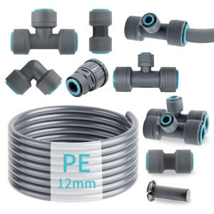 OD-12mm PE Hose Irrigation Connector Watering Tubing Joints Garden Drip System Fittings Tee Straight Elbow Pipe Repair Adaptee