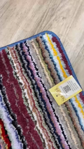 URBAN CURTAIN SHOP STRIPE CHENILE DOORMAT COLOR STRIP RUG