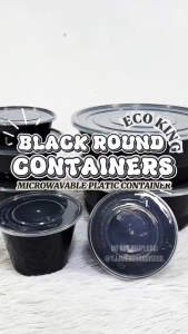 ECO KING 10PCS ROUND BLACK DISPOSABLE MICROWAVABLE PLASTIC FOOD CONTAINERS