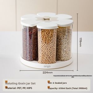 anya | Moisture-Proof Rotatable Compartmentalized Grain Storage Container