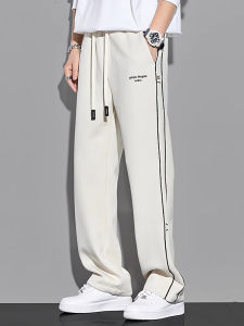 Quần Thể Thao Nam Ống Đứng Dệt Kim Cotton Nguyên Chất Quần Dài Thường Ngày Mùa Thu Đông Phong Cách Mỹ Quần Ống Rộng