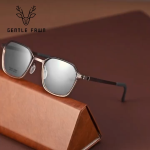 Gentle Fawn Frame Kacamata Titanium Ringan Kokoh Bentuk Kotak Fashion Pria Wanita Trendy Style Bisa Minus 2624