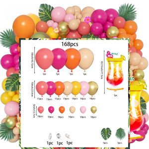 Tropical Balloon Arch Decoration Set Party Decoration with Hawaiian Style Pineapple Coconut Pink Aqua Blue Balloon for Birthday